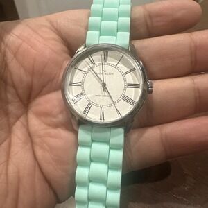 Working Anne Klien Ladies Watch 35 mm Case Turquoise Teal Rubber Band Fit upto 8